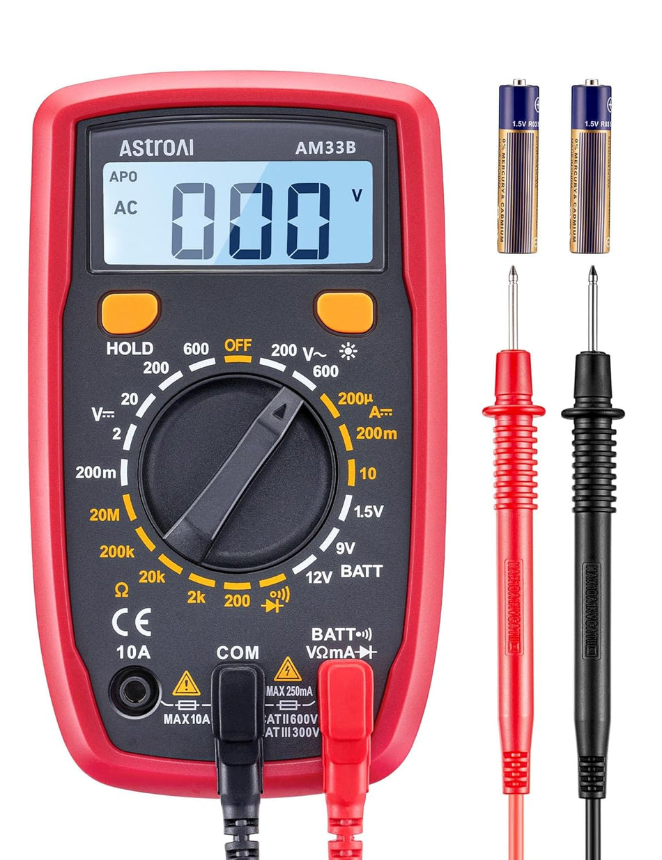 Digital Multimeter 2000 Counts for AC/DC Voltage and Resistance Testing