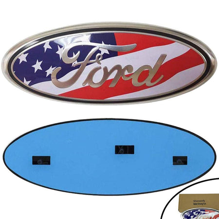 9-inch oval American Flag Emblem for Ford trucks - Patriotic truck badge