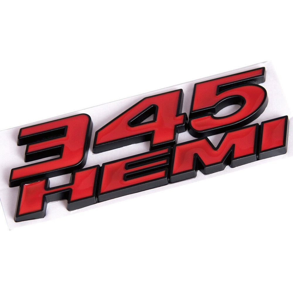 Dodge Challenger 345 HEMI Black/Red Emblem Set - 4.875 Inch