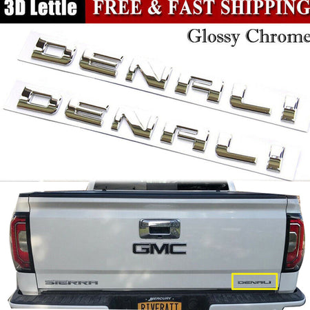 GMC Denali Chrome Letter Emblem Kit - Set of 2 for 2007-2018 Models