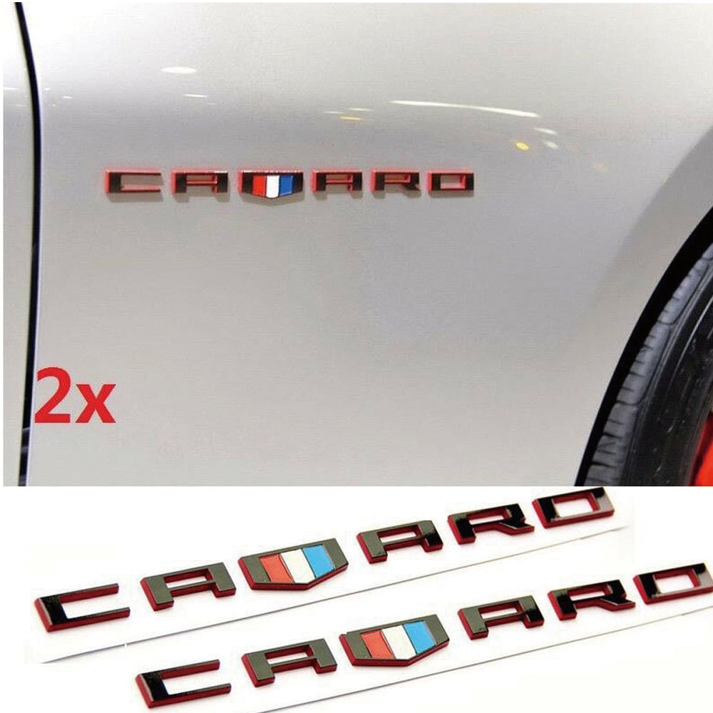 3D Black & Red Fender Emblems for Chevrolet Camaro - Set of 2 (2016-2018)