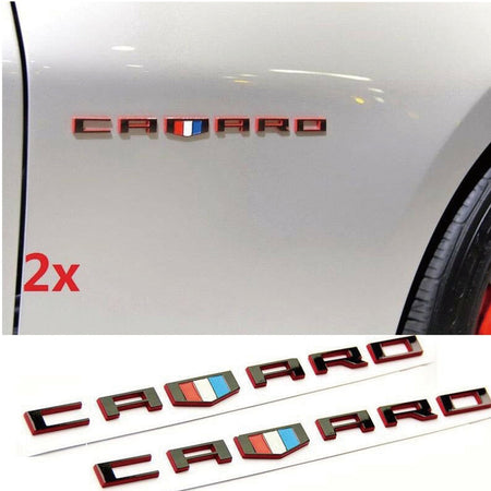 3D Black & Red Fender Emblems for Chevrolet Camaro - Set of 2 (2016-2018)