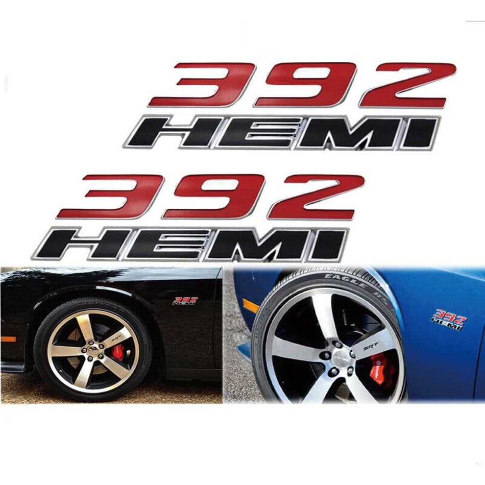 2008-2023 Dodge Challenger 392 HEMI Black/Red Emblem Set - 5.1 Inch