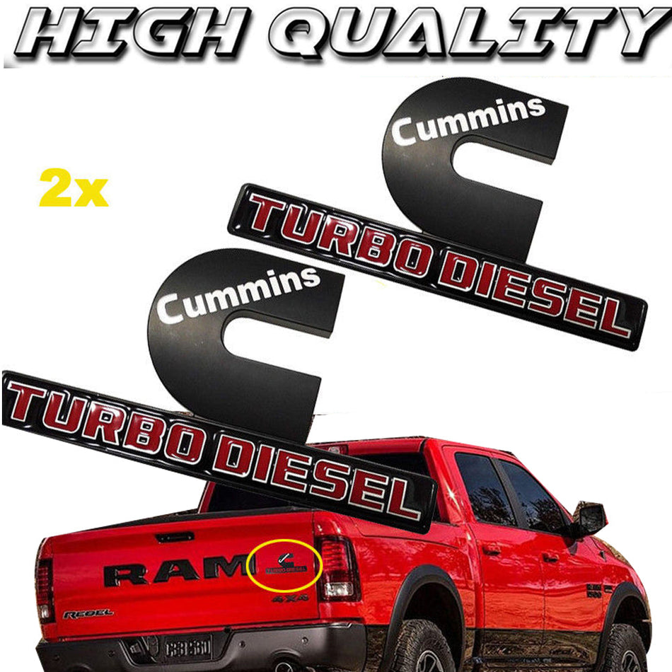 Turbo Diesel emblem set for Ram 2500 3500 2011–2021 in black red white