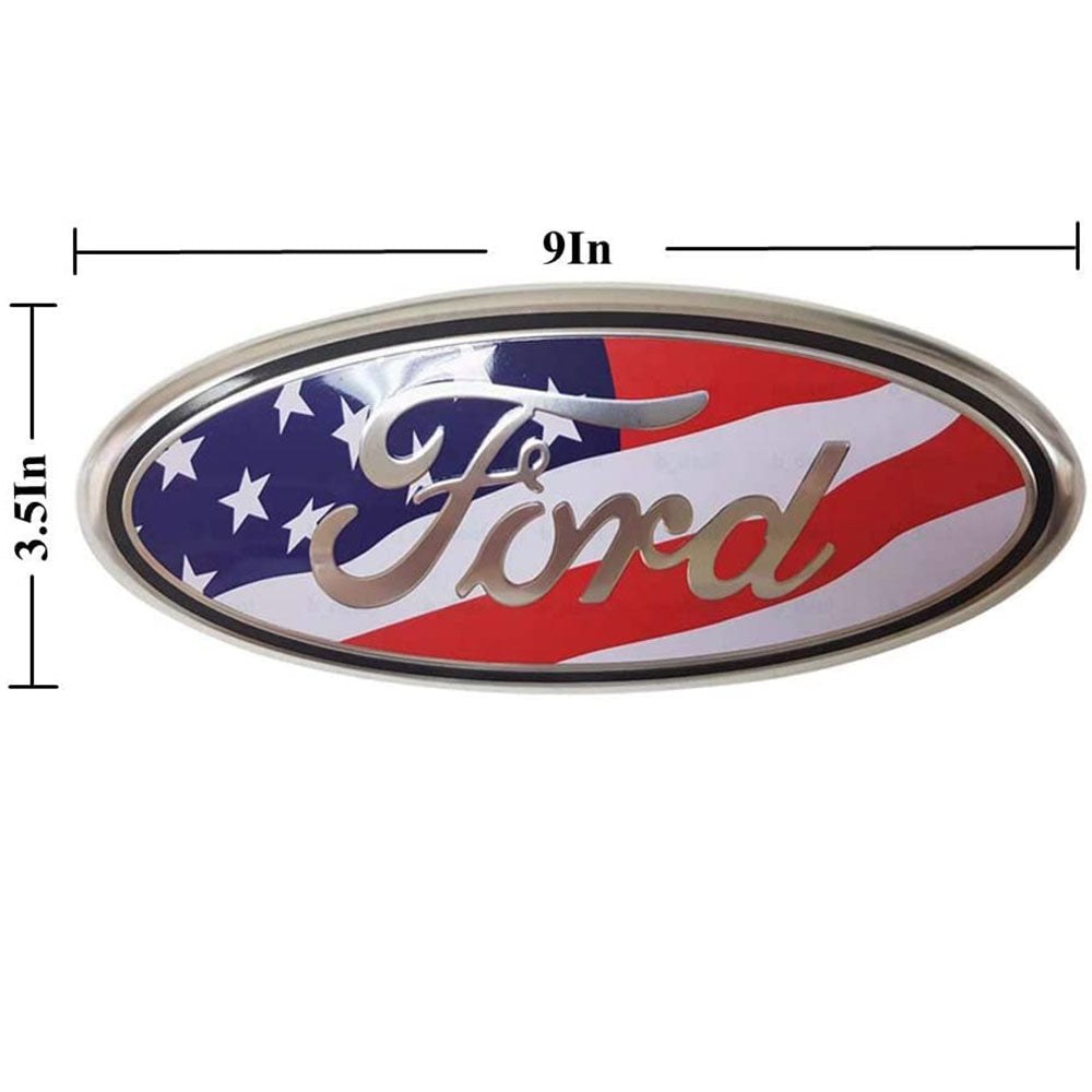 9-inch oval American Flag Emblem for Ford trucks - Patriotic truck badge