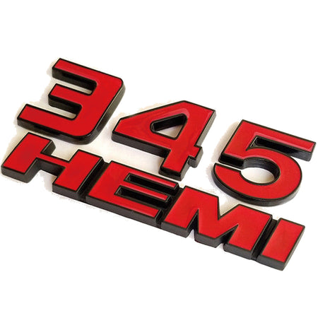 Dodge Challenger 345 HEMI Black/Red Emblem Set - 4.875 Inch