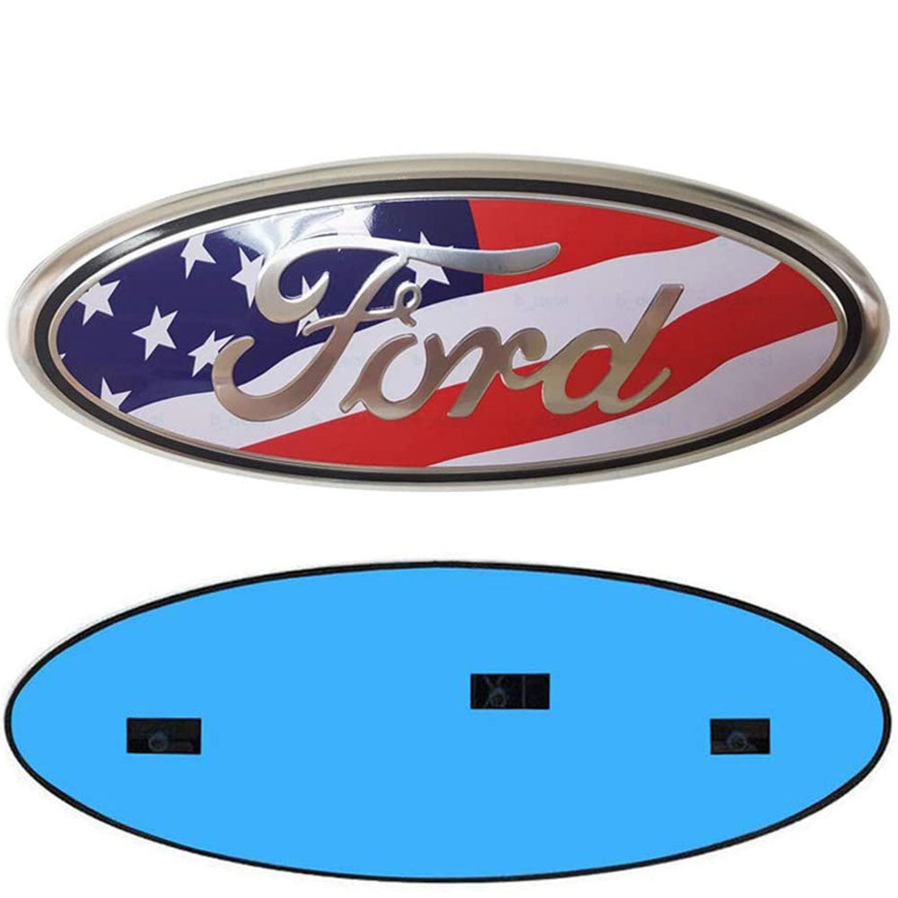 9-inch oval American Flag Emblem for Ford trucks - Patriotic truck badge
