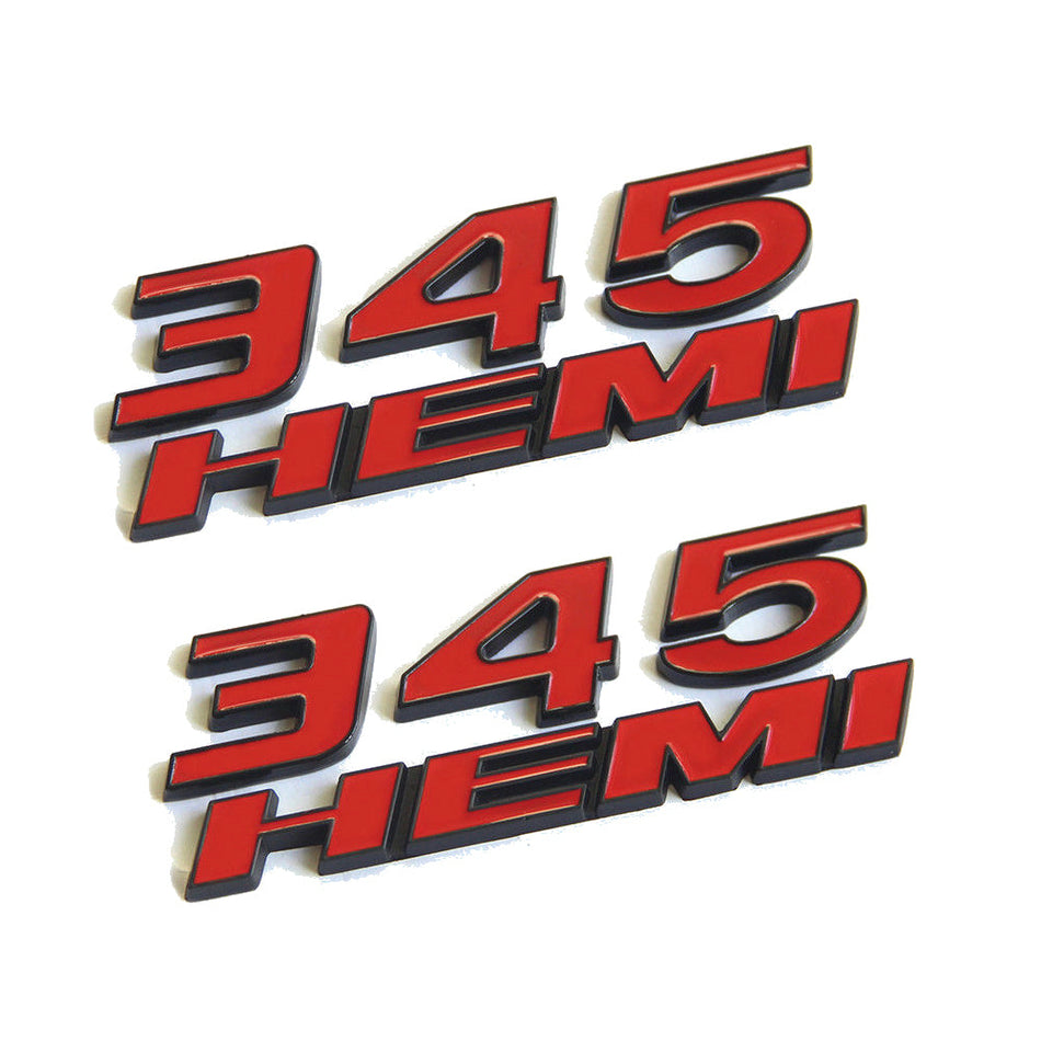 Dodge Challenger 345 HEMI Black/Red Emblem Set - 4.875 Inch
