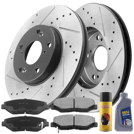 Front drilled slotted brake rotors and ceramic pads kit for Honda Accord
