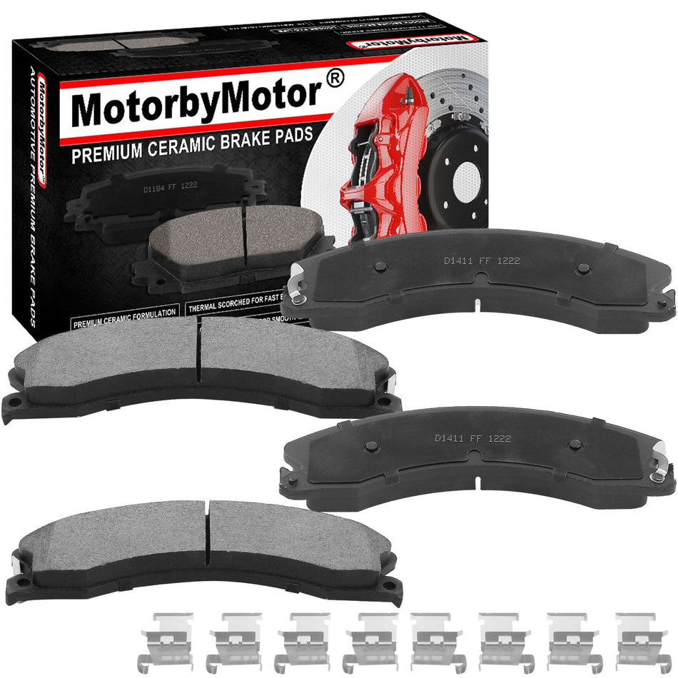 Ceramic brake pads with hardware for Chevrolet GMC Nissan front and rear