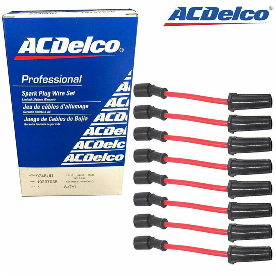 GM V8 spark plug wire set for trucks and SUVs, 8.8in silicone insulation, 2009-2018 models