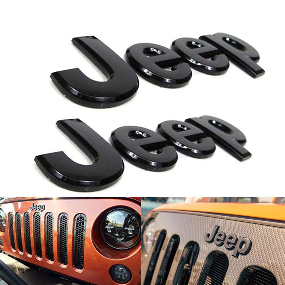 2014-2017 Jeep Wrangler Black Emblem Set - 5.2 Inch OEM #68228508AA
