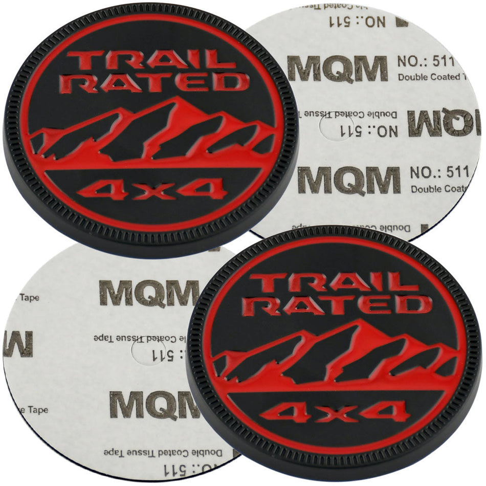 Trail Rated 4X4 Red Black Emblem for Jeep Wrangler Gladiator