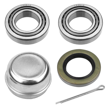 Trailer bearing repair kit with L44643 bearings and seals for 1-1/16" spindles on 2000# EZ Lube axles