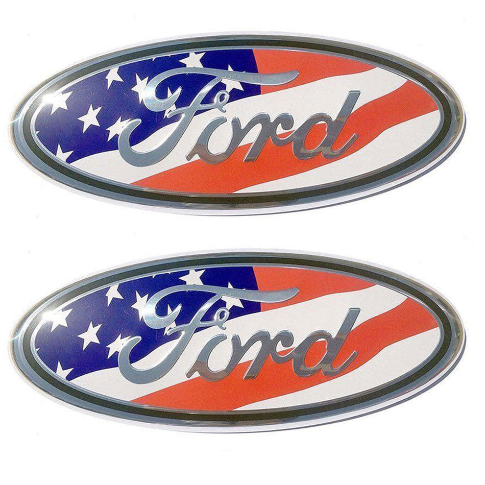 Ford American Flag Oval Emblem - 7" Patriotic Badge for F-150, F-250, F-350