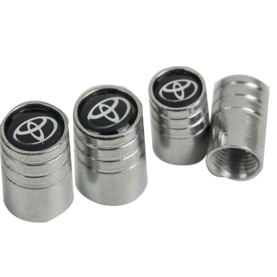 For Toyota Silver Chrome Car Wheel Tire Air Valve Caps Stem Cover with Emblem