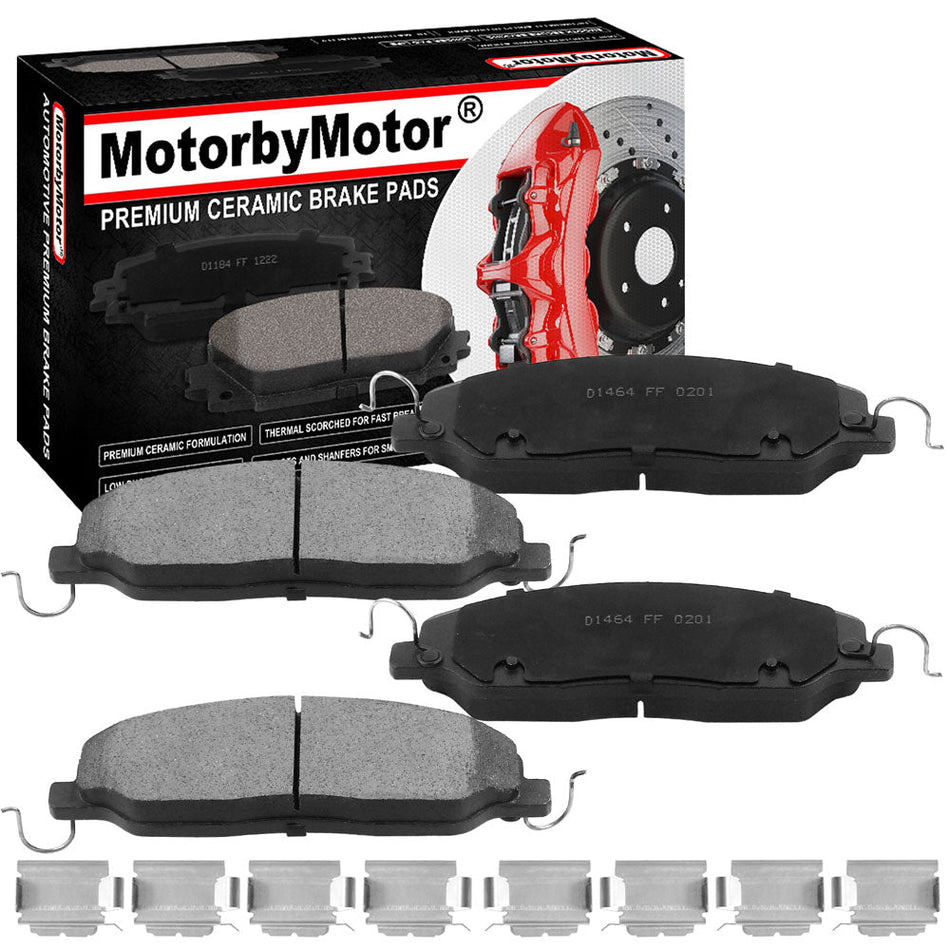 Front ceramic brake pads with hardware for 2011-2014 Ford Mustang V6 3.7L