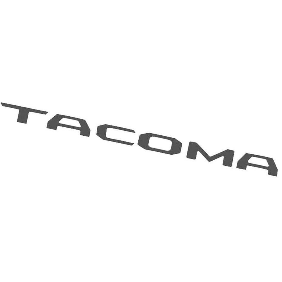 Matte black Tacoma tailgate letter inserts for 2016-2023 models - 3D ABS OEM-fit emblem