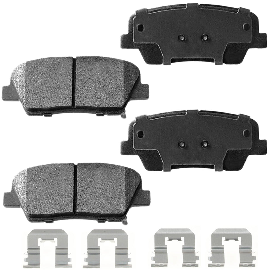 Rear ceramic brake pads with hardware for Hyundai Entourage Santa Fe Kia Sorento
