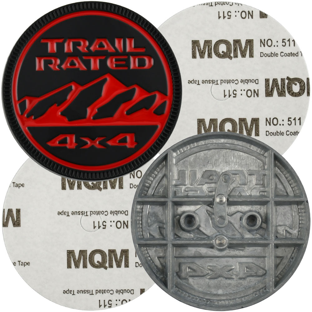 Trail Rated 4X4 Red Black Emblem for Jeep Wrangler Gladiator