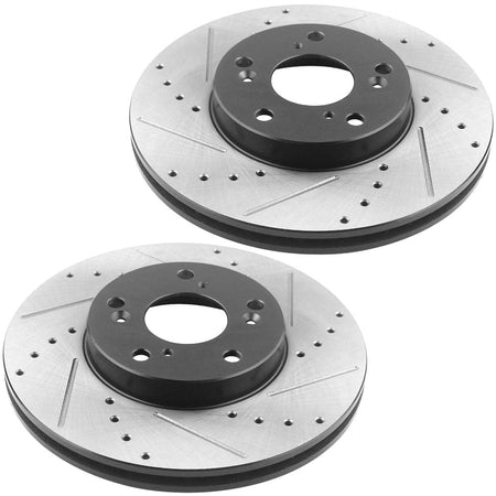 Front drilled slotted brake rotors and ceramic pads kit for Honda Accord