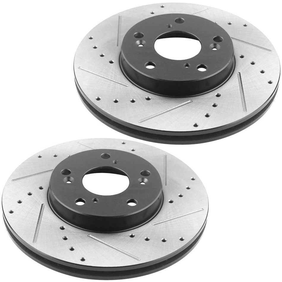 Front drilled slotted brake rotors and ceramic pads kit for Honda Accord