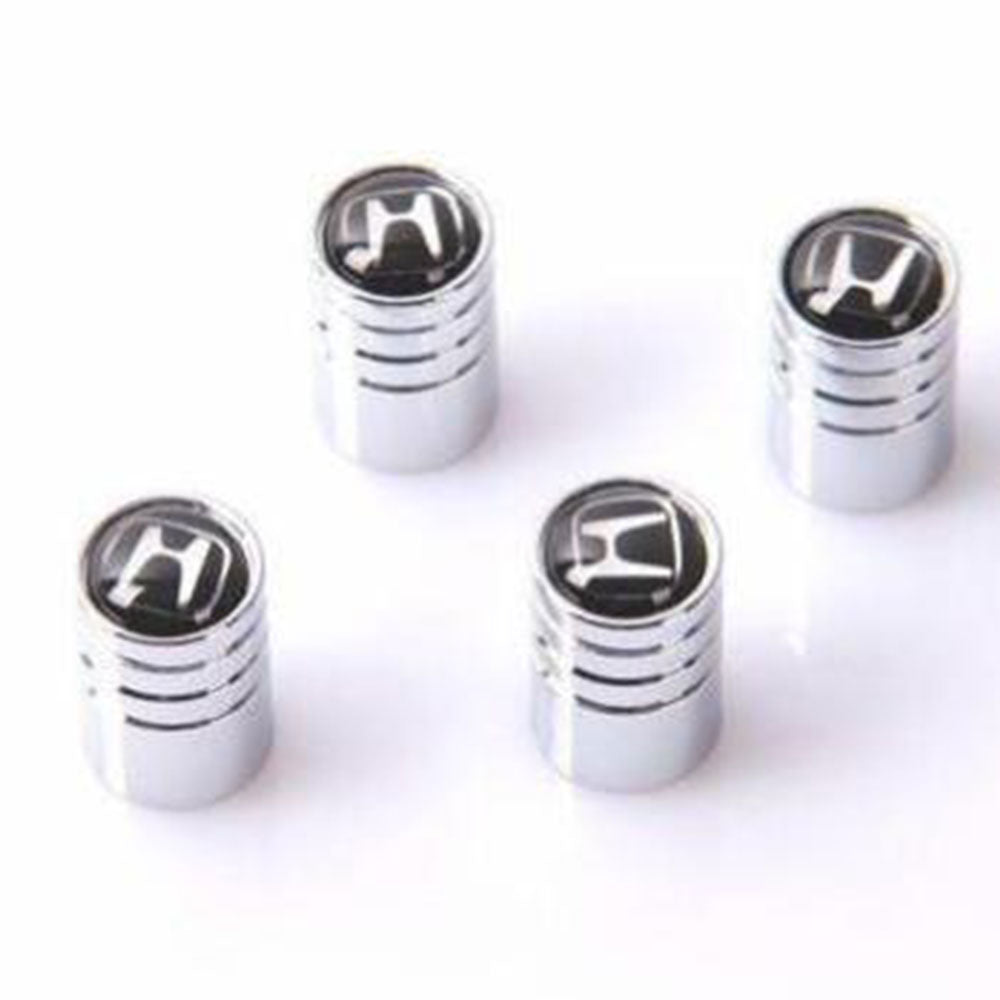Honda branded tire valve dust stems with metal air caps and keychain
