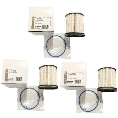 3-pack diesel fuel filters with gaskets for Chevy Silverado and GMC Sierra trucks