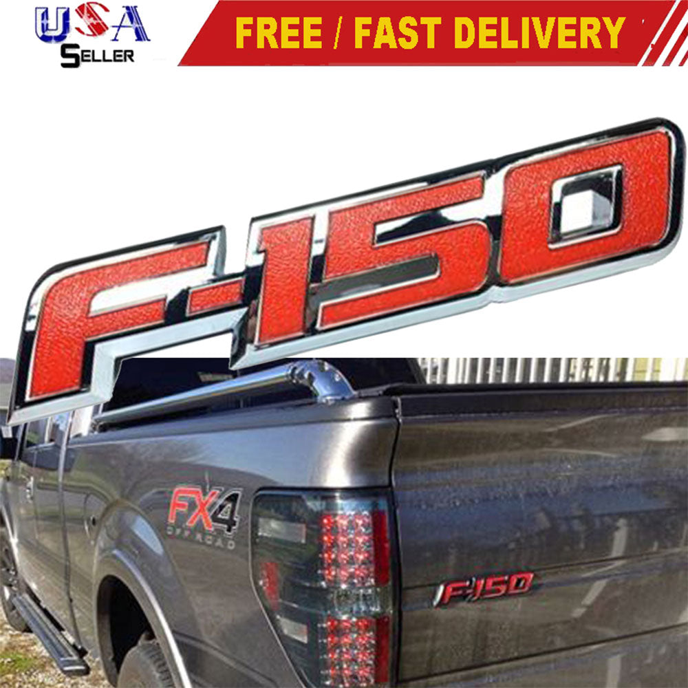 Chrome red tailgate emblem for Ford F-150 2009–2014