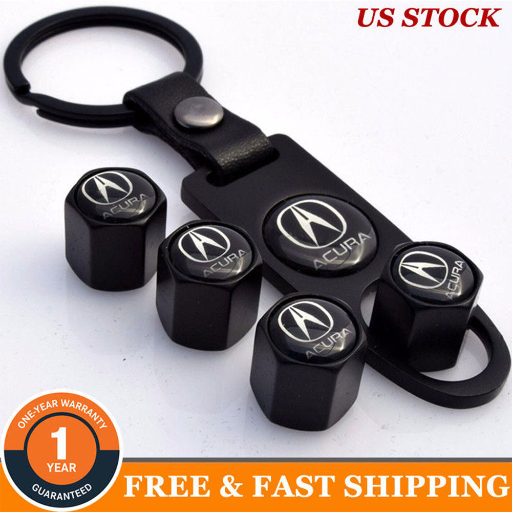 Acura tire valve dust stems, air caps, and keychain emblem for vehicles