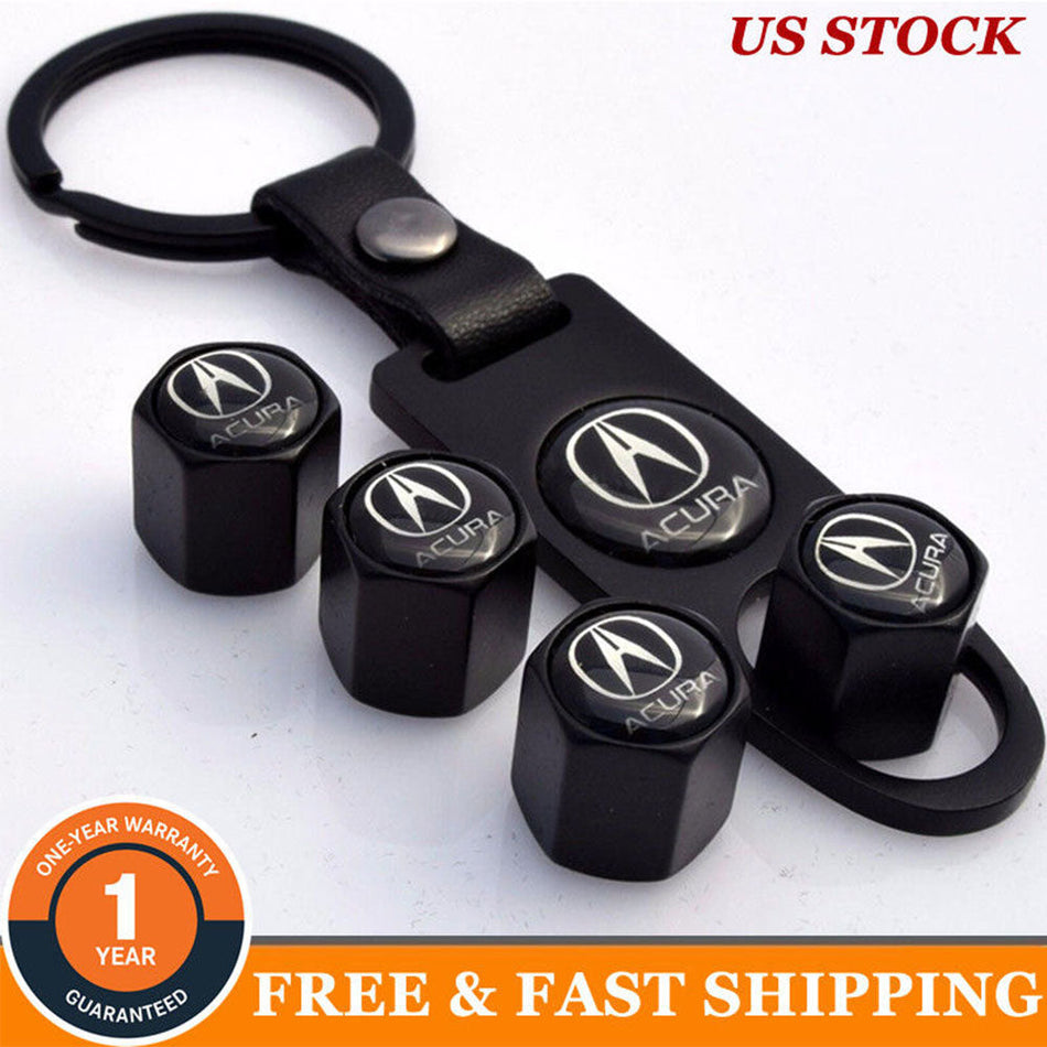 Acura tire valve dust stems, air caps, and keychain emblem for vehicles