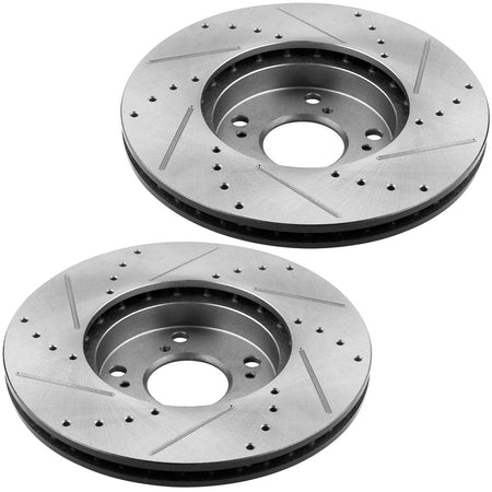 Front drilled slotted brake rotors and ceramic pads kit for Honda Accord
