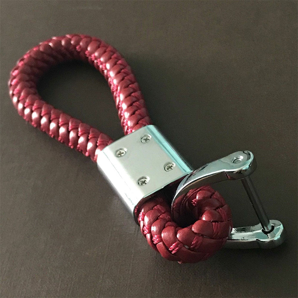 Red leather car keyring holder for Mercedes vehicles