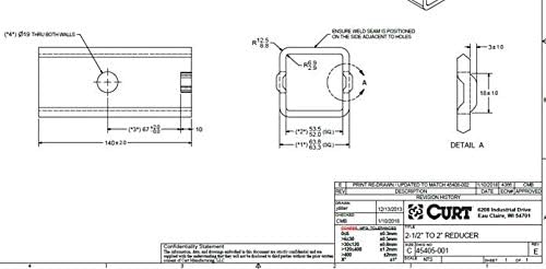Steel trailer hitch adapter sleeve for 2.5 to 2 inch receiver