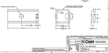 Steel trailer hitch adapter sleeve for 2.5 to 2 inch receiver