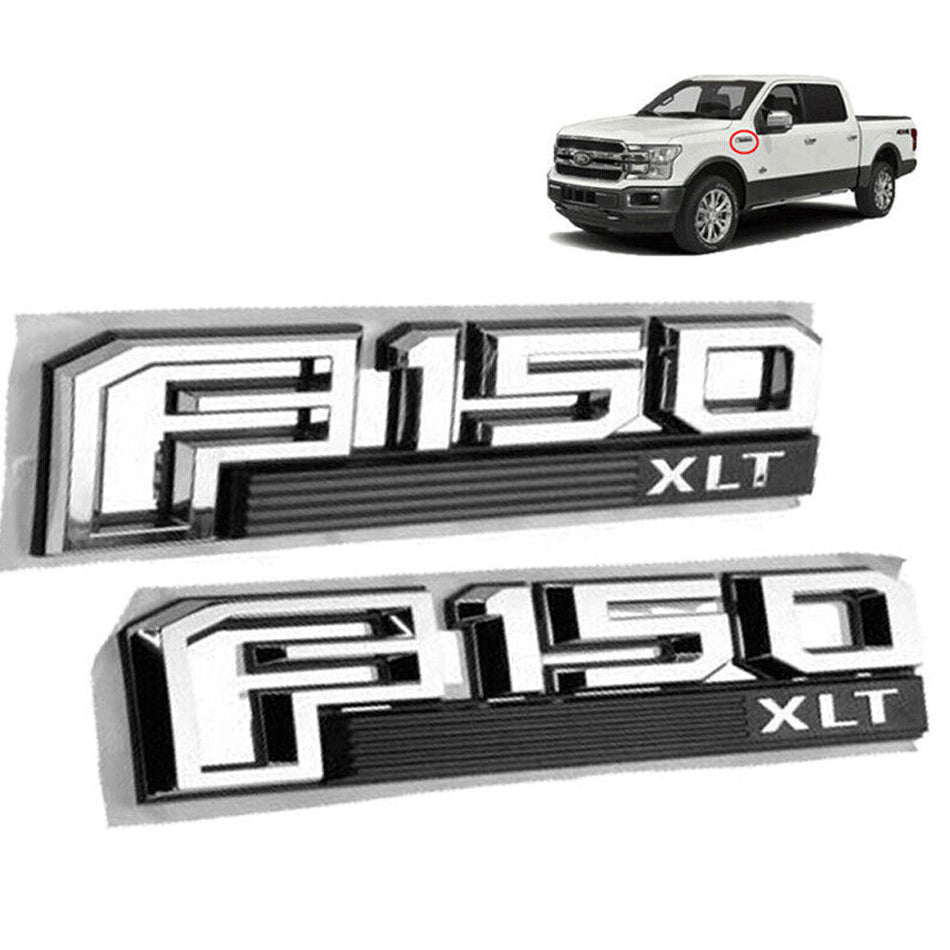 Ford F-150 XLT Fender Emblem Chrome& Black FL3Z-16720-D