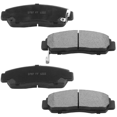 Front ceramic brake pads with hardware for Acura and Honda vehicles