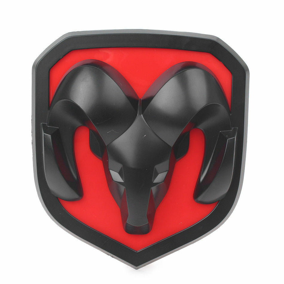 Dodge Ram Emblem Front Hood Grille Matte Black Red