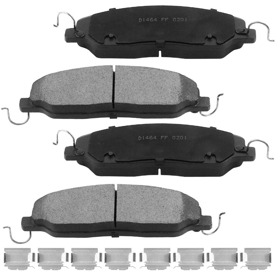 Front ceramic brake pads with hardware for 2011-2014 Ford Mustang V6 3.7L