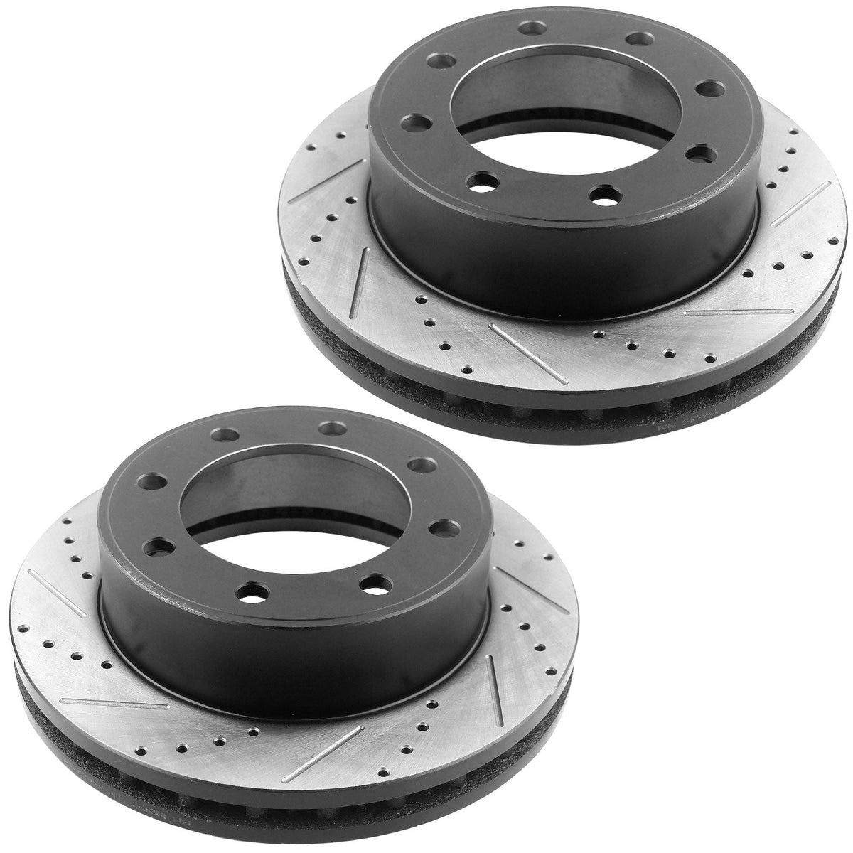 Front drilled & slotted brake rotors with ceramic pads for Ford F-250, F-350 and Excursion
