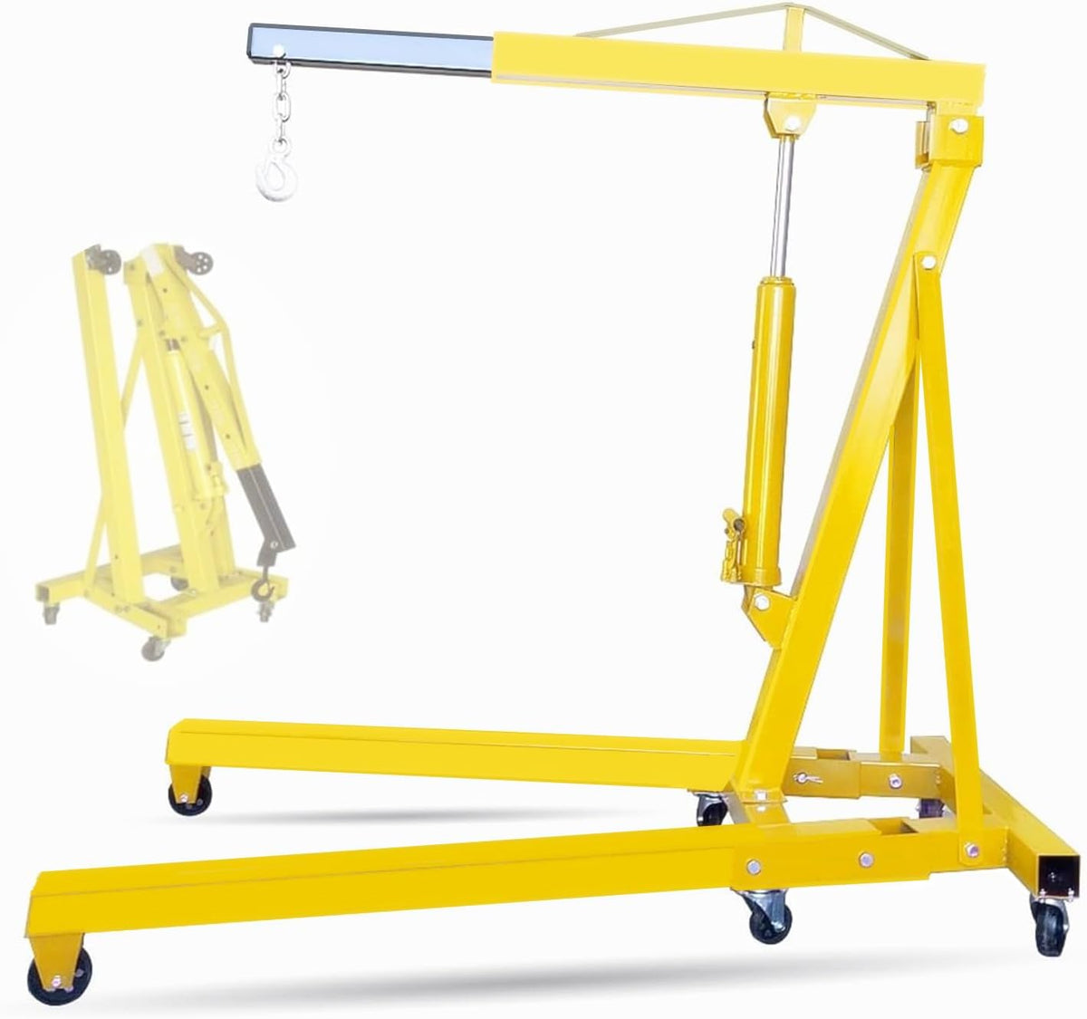 2-Ton Folding Hydraulic Engine Hoist with 4400 lb Lift Capacity