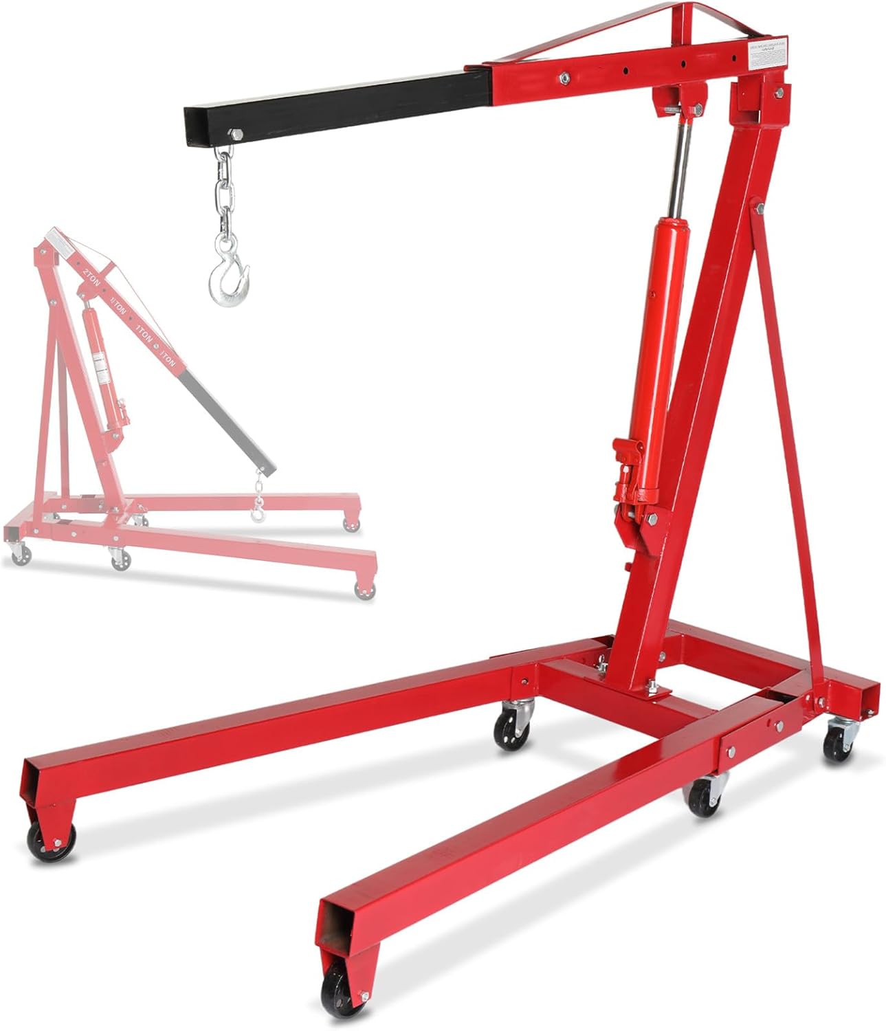 2-Ton Folding Hydraulic Engine Hoist with 4400 lb Lift Capacity