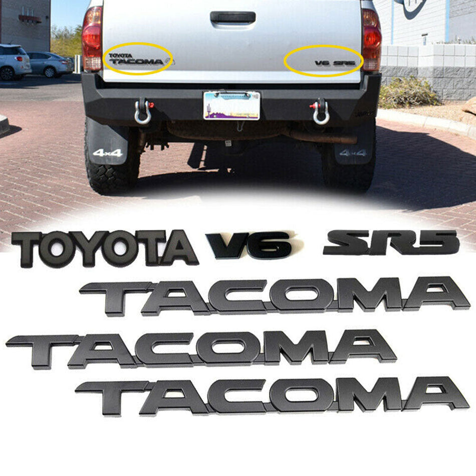 Black Emblem Kit for Toyota Tacoma V6 SR5 Badges Nameplates