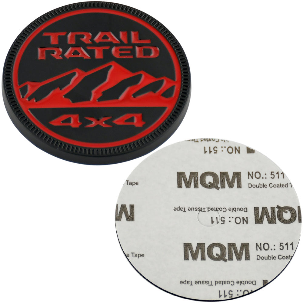 	Trail Rated 4X4 Red Black Emblem for Jeep Wrangler Gladiator