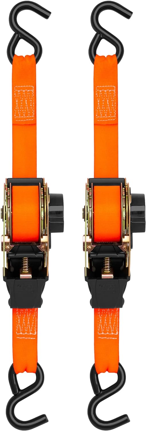 Retractable Ratchet Tie Down Straps 4-Pack, 1500lb Strength