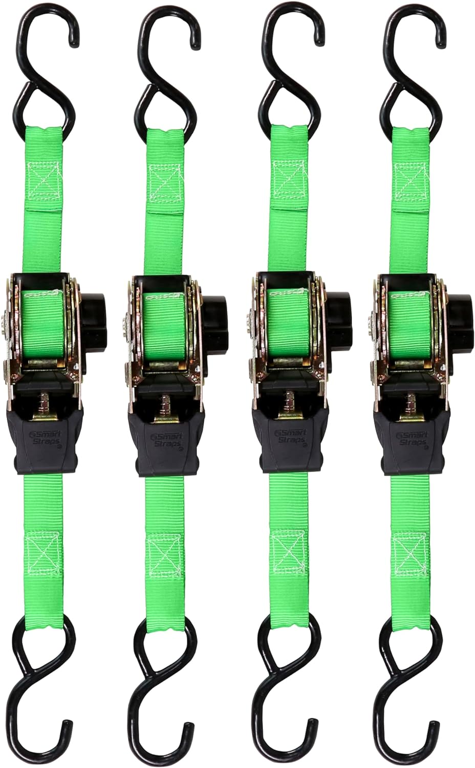Retractable Ratchet Tie Down Straps 4-Pack, 1500lb Strength
