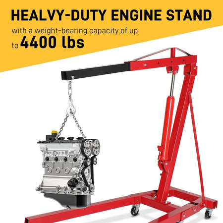 2-Ton Folding Hydraulic Engine Hoist with 4400 lb Lift Capacity