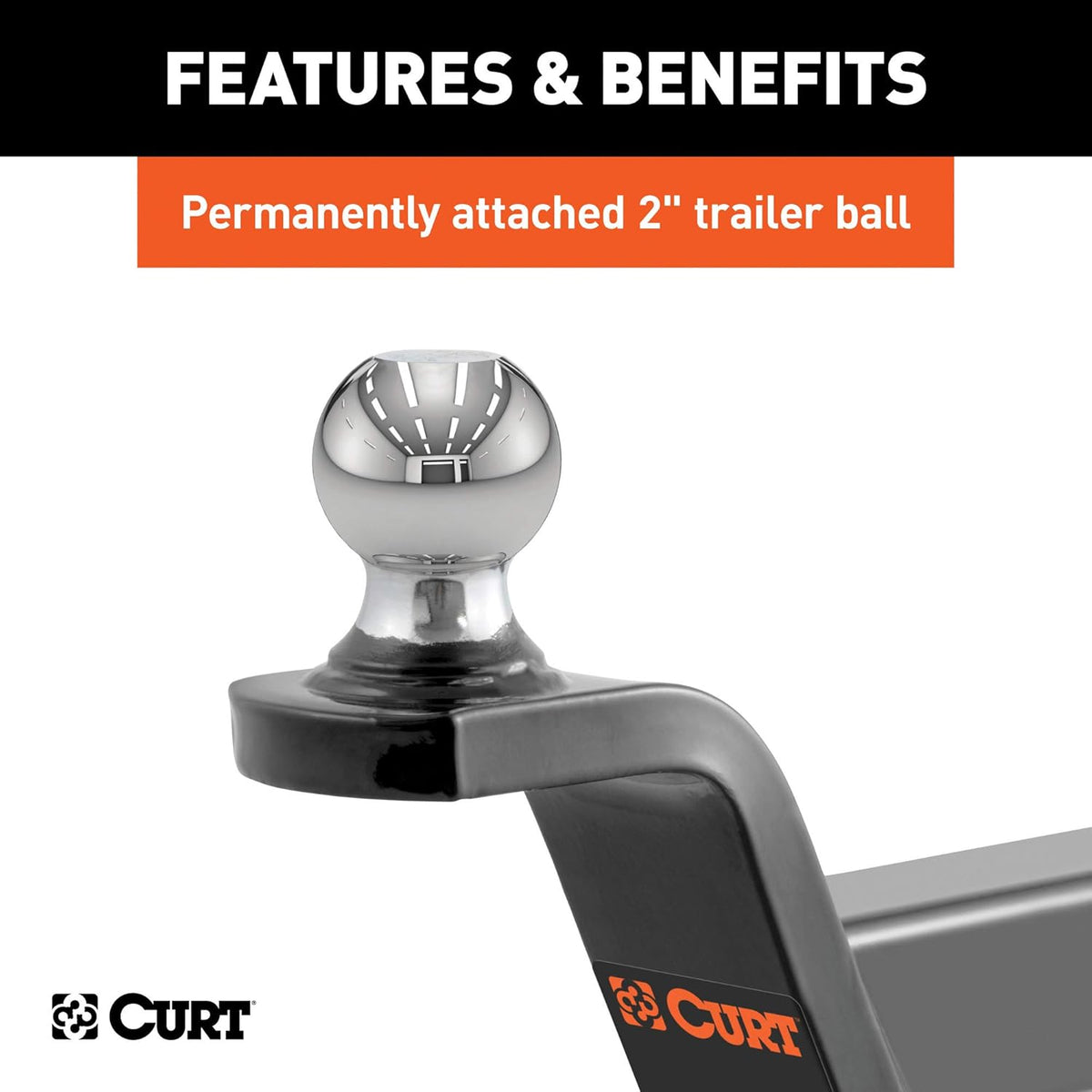 Heavy-duty trailer hitch ball mount with 2-inch ball and pin