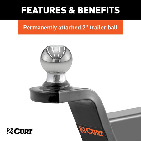 Heavy-duty trailer hitch ball mount with 2-inch ball and pin