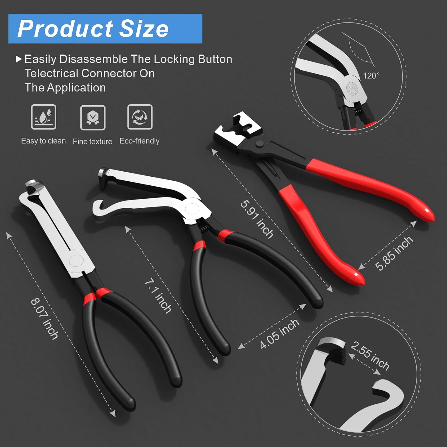 3-Pack Disconnect Pliers Set for Automotive Fuel Line & Connectors